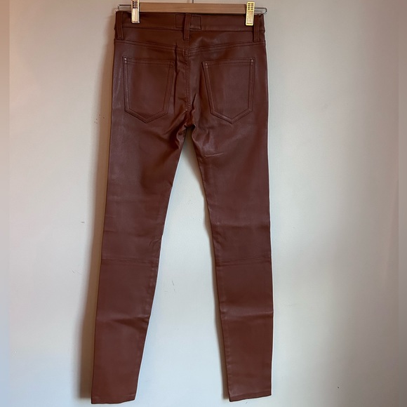 Current/Elliott Camel Brown Ankle Skinny Leather pants size 24 - Picture 11 of 14